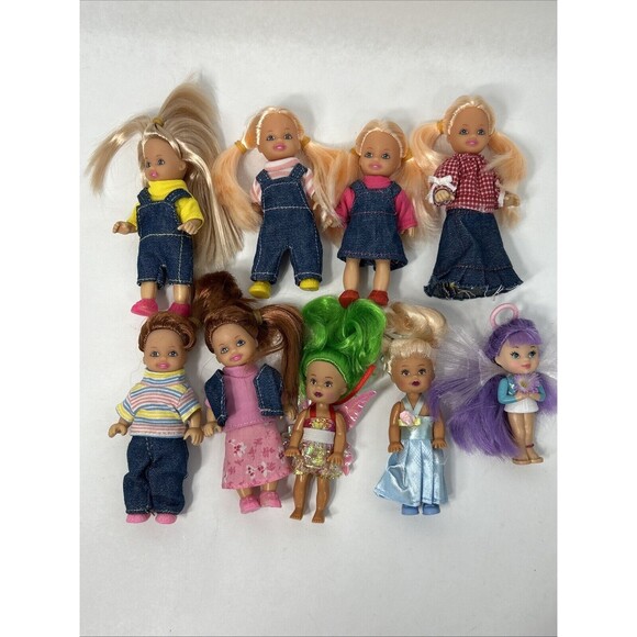 everglo Other - Toddler Doll Lot Fairy Wings Dolgen Denim Shortall Clothing Blonde Brunette